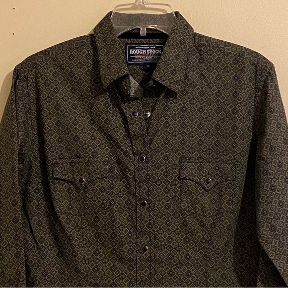 Panhandle Rough Stock Diamond Pattern Snap Down Western Shirt Womens Size M - Picture 4 of 10